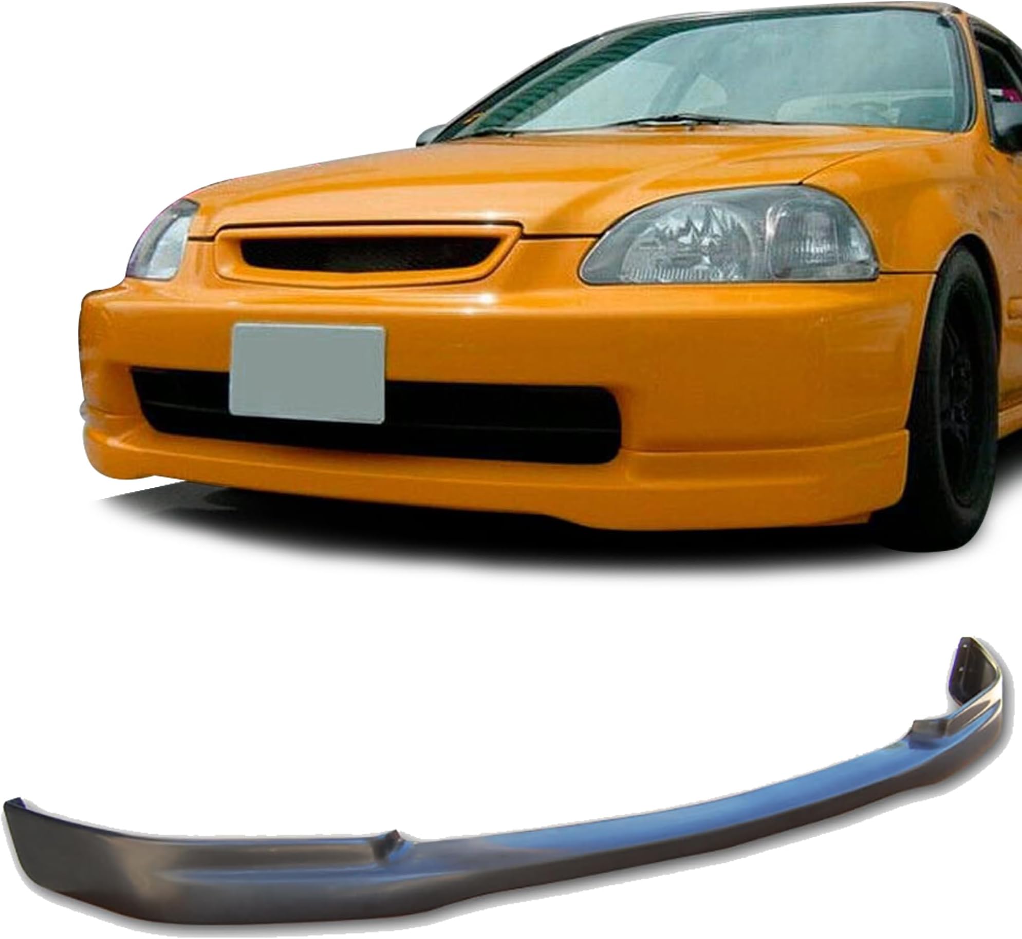 Compatible with/Replacement for Front Bumper Lip, Japan Type-R Style PU Front Lip Spoiler Black, Fits 1996 1997 1998 Honda Civic Coupe Hatchback Sedan
