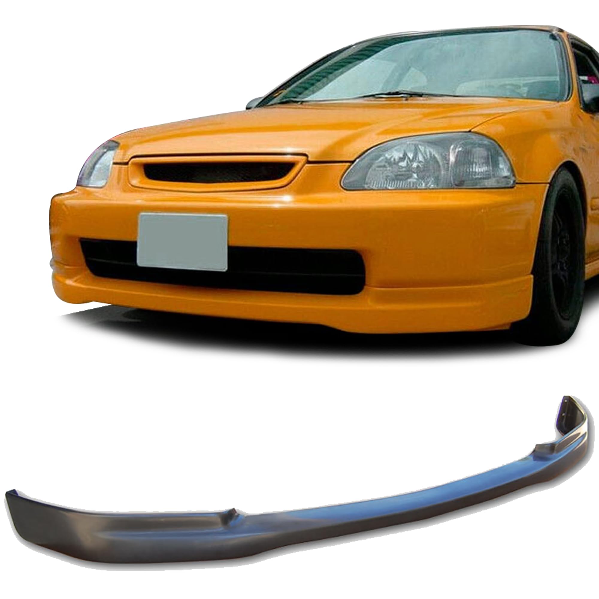 Compatible with/Replacement for Front Bumper Lip, Japan Type-R Style PU Front Lip Spoiler Black, Fits 1996 1997 1998 Honda Civic Coupe Hatchback Sedan