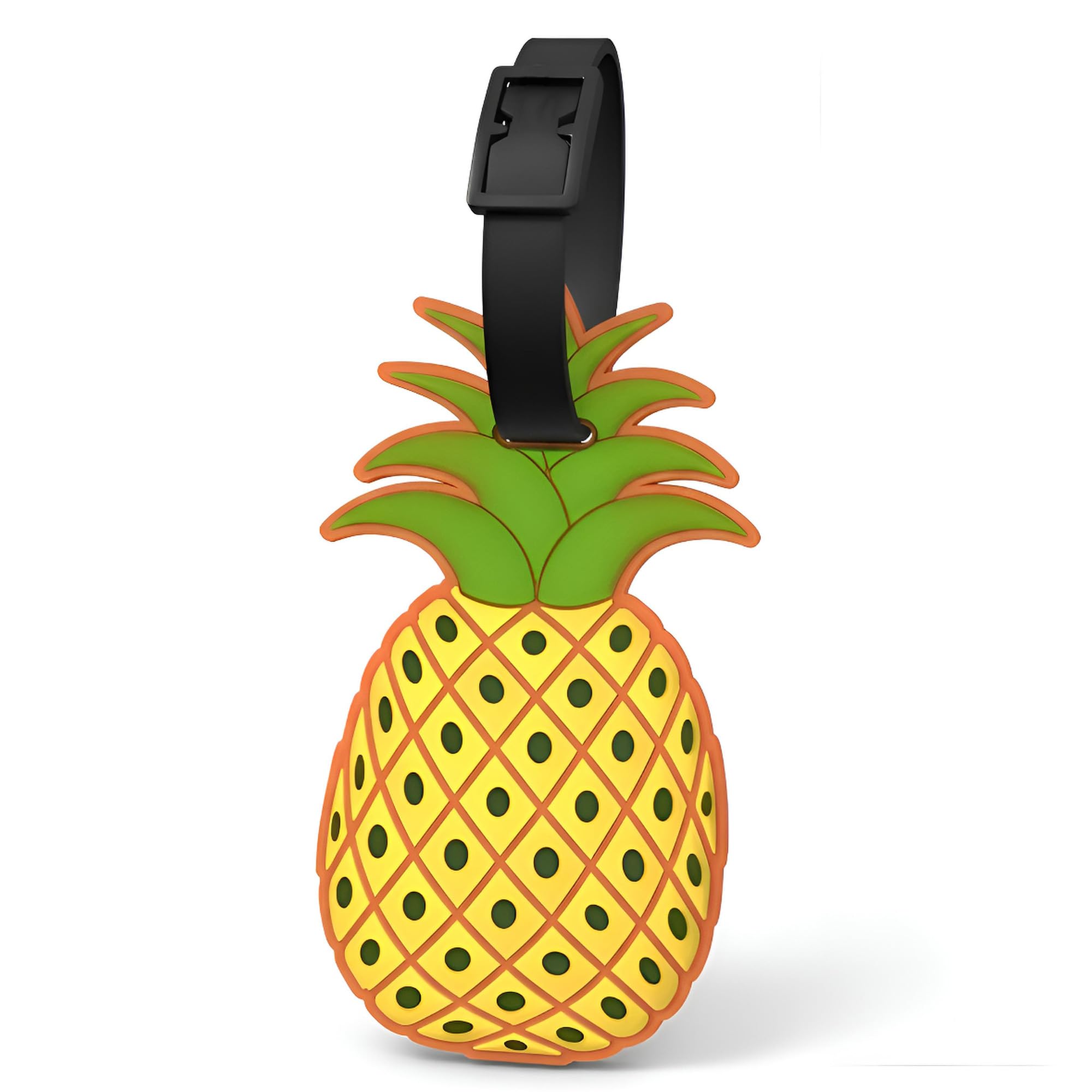 Cute Pineapple Luggage Tag – Durable Silicone Bag ID Name Label for Suitcases & Backpacks, Easy-to-Spot Travel Tag for Kids & Adults, Family Trips,