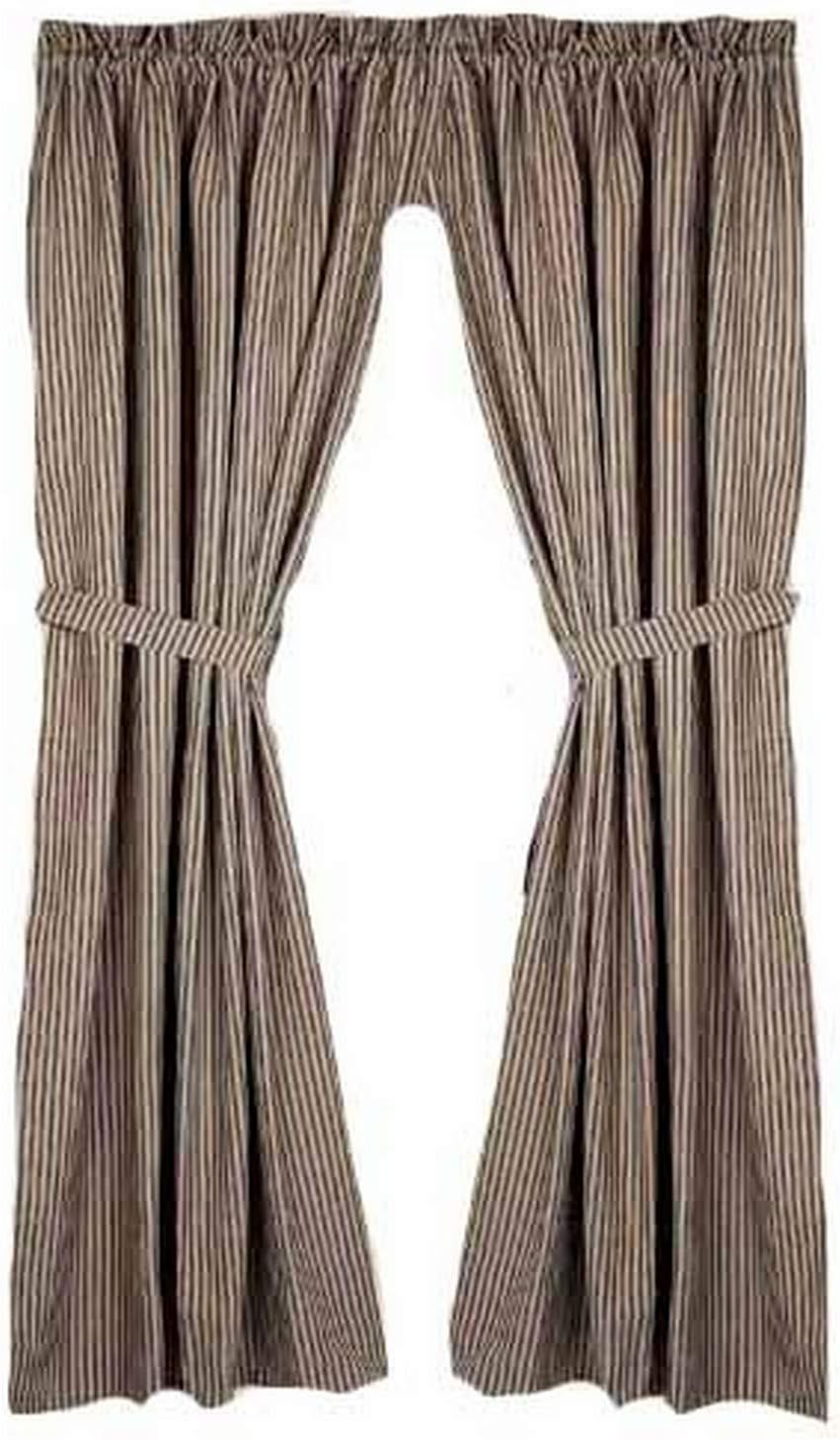 Home Collections by Raghu York Ticking Black and Nutmeg Swag, 72 by 36"