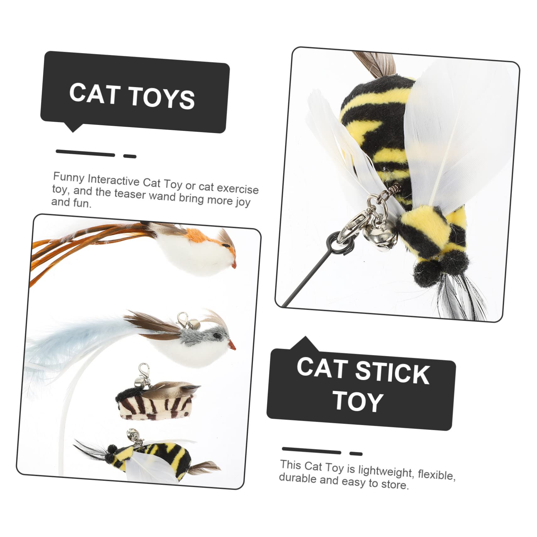 Yardwe 5sätze Interaktives Katzenspielzeug Ersatzköpfe Für Katzenangel Mit Bunten Federn Langlebig Und Für Indoor-Katzen Fördert Spiel Und Bewegung Perfektes Für