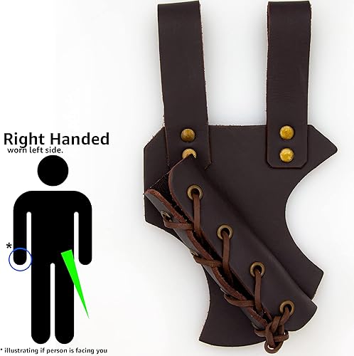 Vista 2 de Armory Replicas - Rana de espada de madera de halcón de cuero bovino genuino - Accesorio de soporte ajustable de inspiración medieval LARP Sable