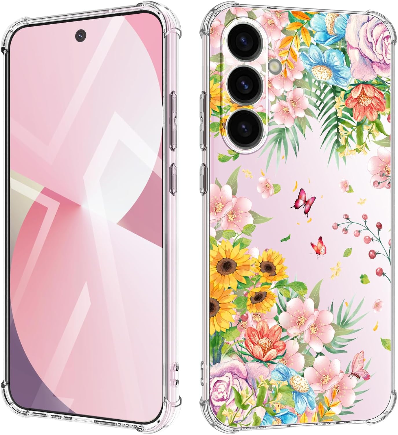 for Samsung Galaxy A36 Case 5G Flowers Slim Anti-Drop Shockproof Protective Soft Shockproof Clear Phone Protective Covers 6.64 Inch for Women(Rainforest Sweetie)