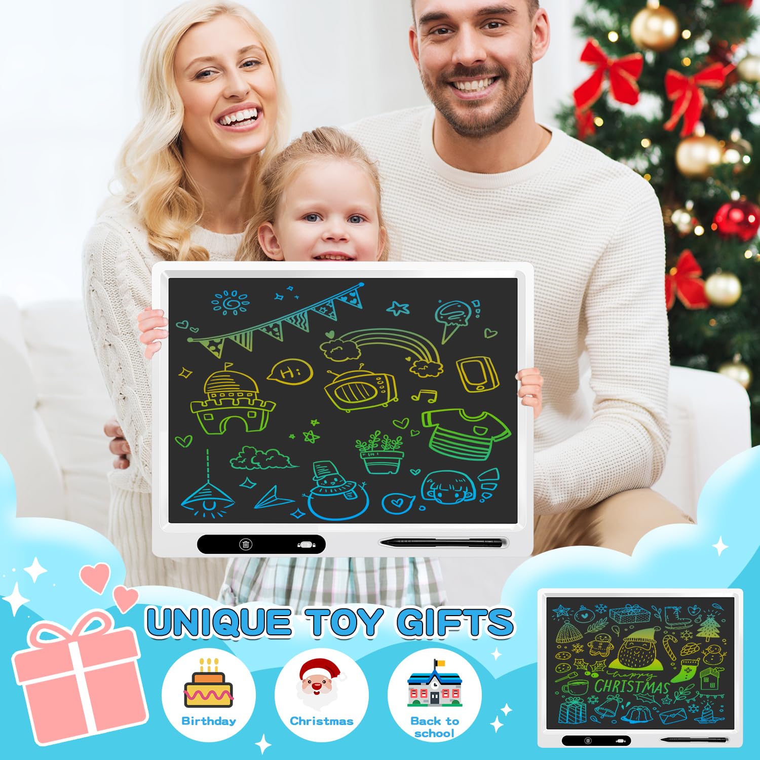 LCD Writing Tablet for Kids, 22 Inch Writing Board for Kids with 2pens and Adjustable Bracket, Adult Teacher Home School Education Office Supplies, Educational Toys for 3-12 Years Boys and Girls — view 6