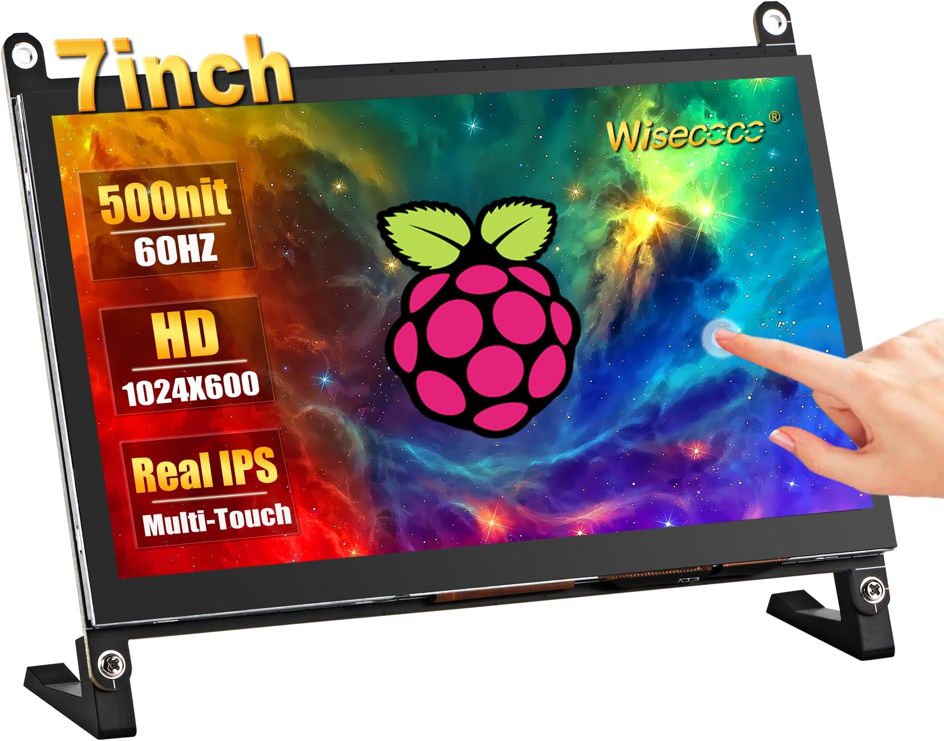 7 Inch Touchscreen Monitor for Raspberry Pi HDMI IPS 1024 x 600 Mini LCD Display for RPI Pi 5/4B/3B 2 Zero B B+ Windows Driver-Free