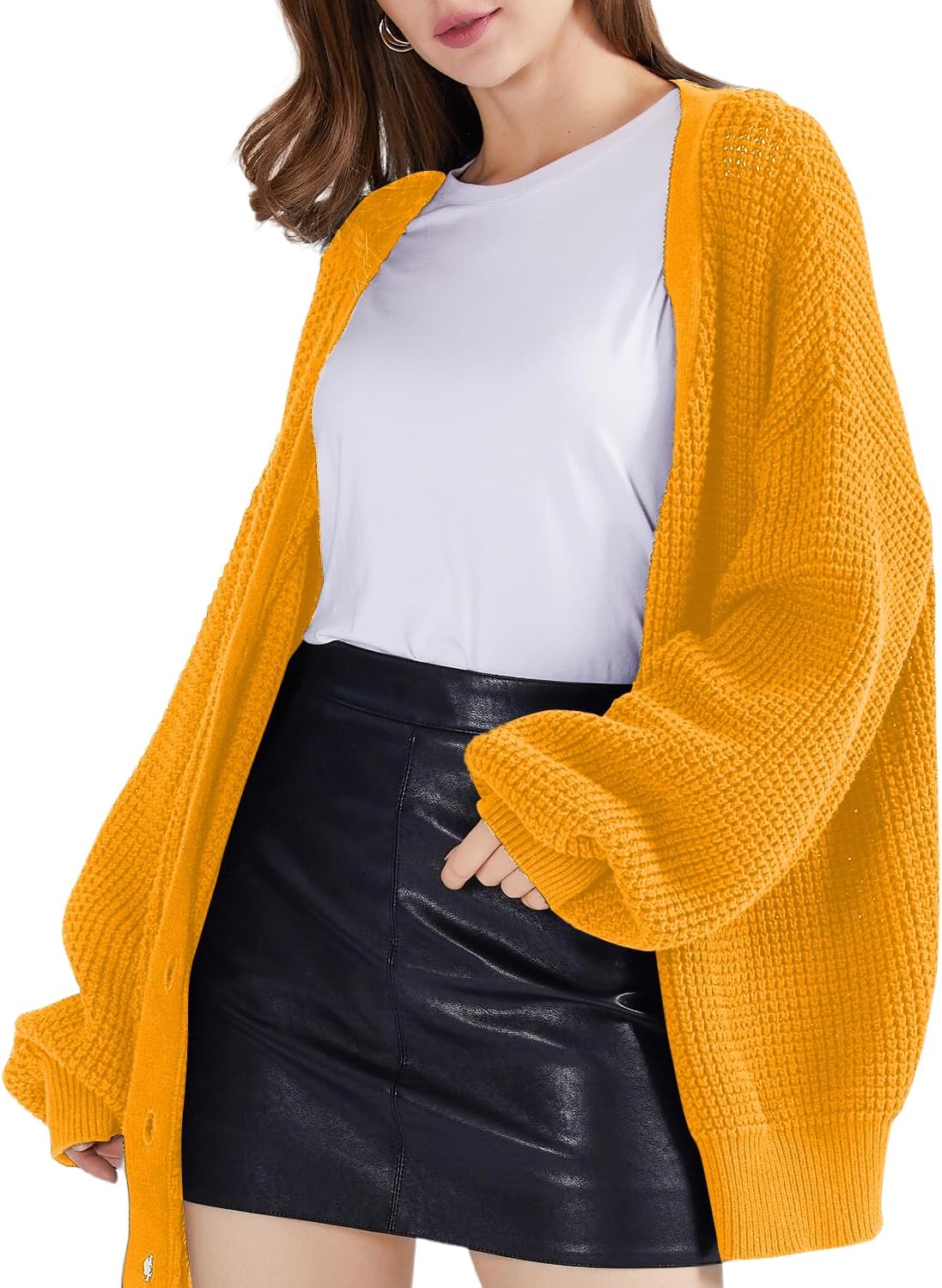 QUALFORT Cardigan Sweaters for Women 100% Cotton Button-Down Oversized Knit Outerwear Fall Tops for Women 2026 - Image 6