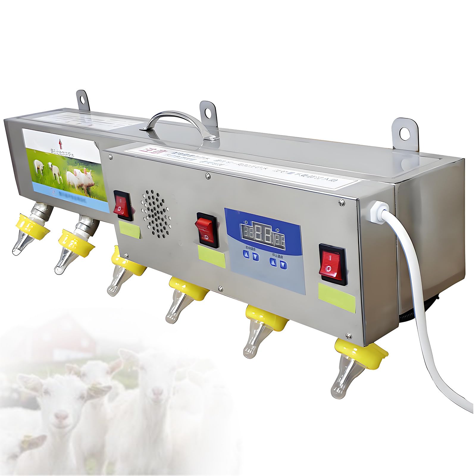 Machine d'alimentation pour agneaux avec simulation sonore et thermostat inox