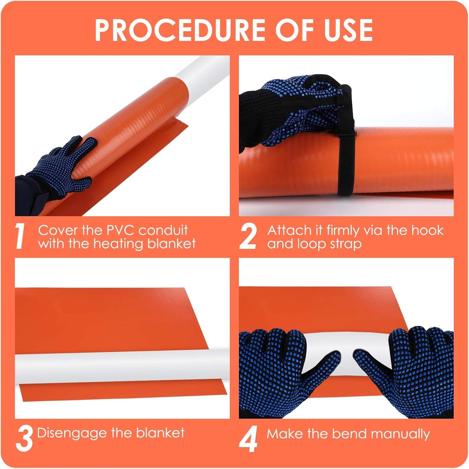 PVC Heating Blanket for Conduit Bender, Pipe Heater with Overheat Protection & Fixing Strap, Fast Heating in 3 Mins, Durable for Easy Pipe Bending 120V/200W (2" to 3")