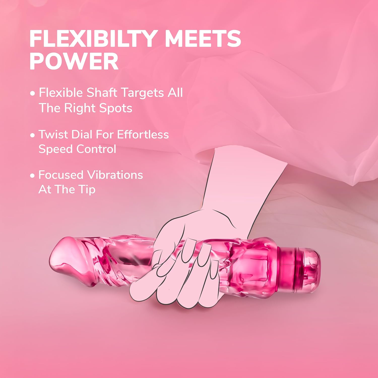Eden Adult Sex Toys - 9 Inch Realistic Dildo Vibrator with Adjustable Speed – Waterproof, Flexible, Quiet Vibrating Penis for Females - Intimate G-Spot & Clitoral Pleasure Toy for Women Couples - Pink