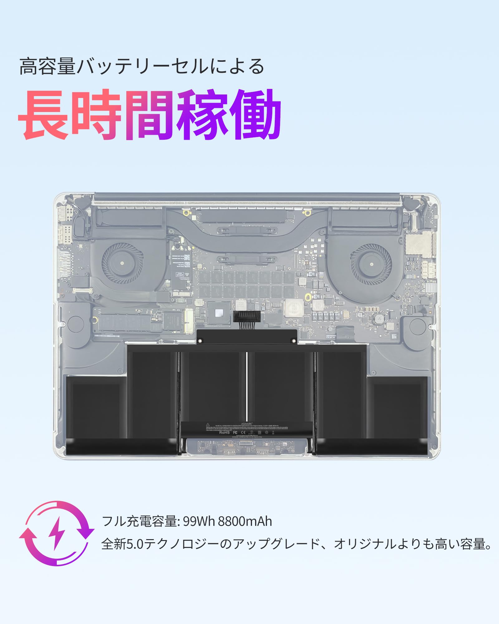 Amazon.co.jp: ASMARK Macbook Pro A1398 バッテリー 交換 適用 15