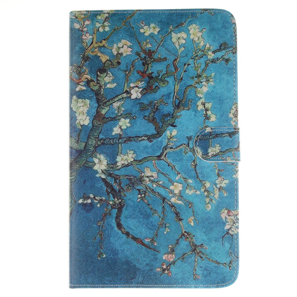 SATURCASE PU Leather Flip Magnet Wallet Stand Card Slots Case Cover for Samsung Galaxy Tab S 8.4 SM-T700 Plum Flower