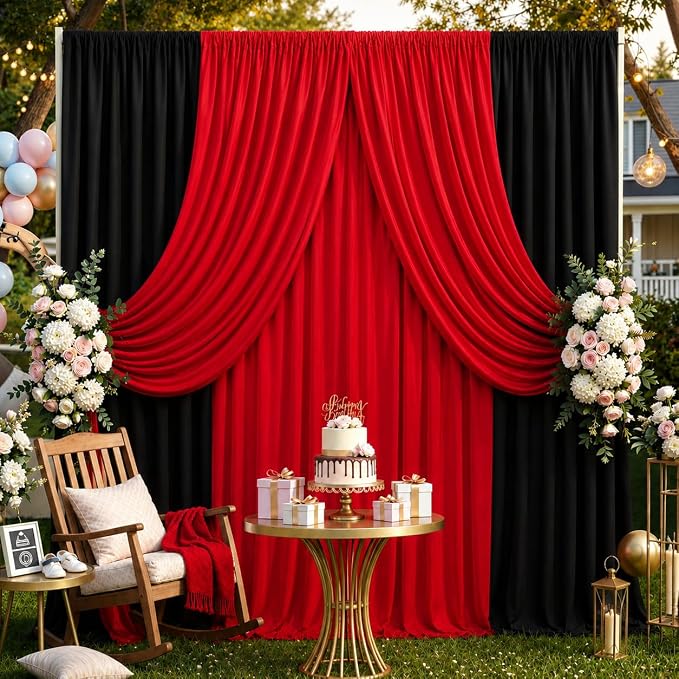 Cortina de Fundo Preta de 1,5 m x 3 m, 2 Painéis e 2 Painéis de 1,5 m x 3 m 2 - imagem principal
