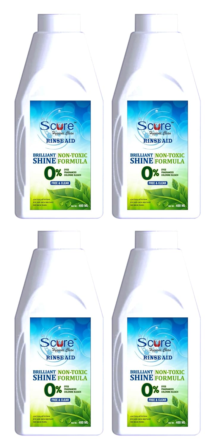 Scure Dishwasher Rinse Aid Liquid, Pack of 4400 ml Each for Shiny