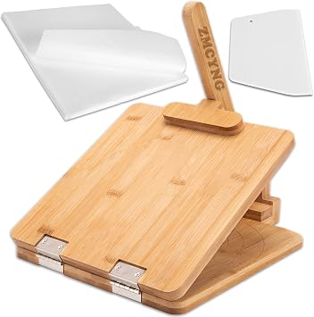 Upgraded Wooden Tortilla Press - 10 Inch Square Wood Tortilla Maker Press with 60 Pcs Parchment Paper & Scraper, 4.5 to 10" Bamboo Mexican Tortillera Presser for Homemade Tortillas, Pataconera