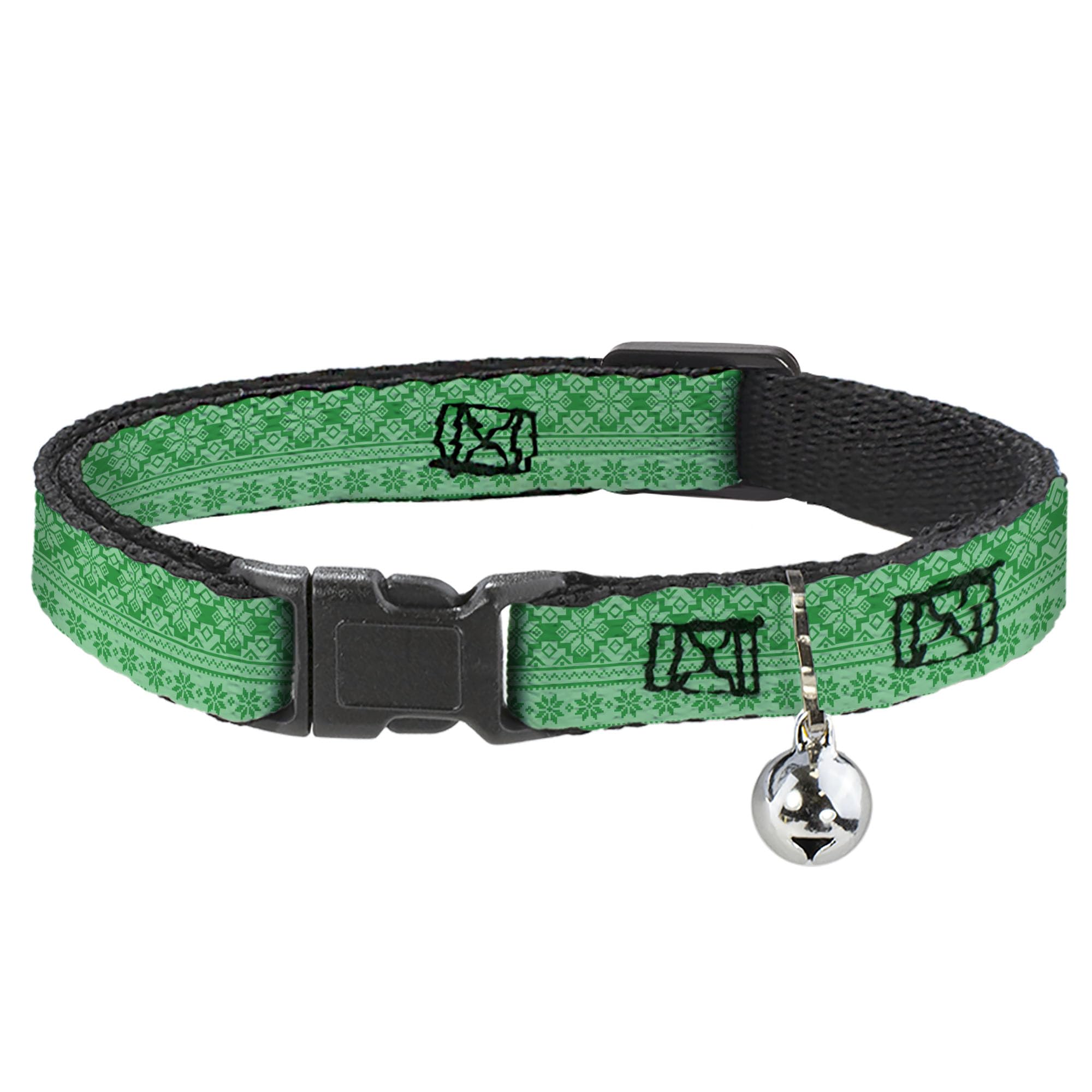 Collar de gato separable Buckle-Down verde de Navidad ajustable de 8.5 a 12 pulgadas con campana