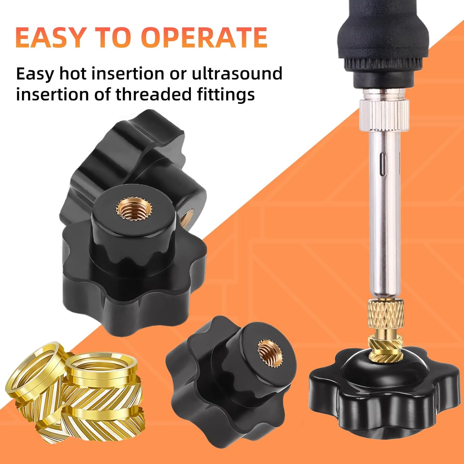 Heat-Set Threaded Inserts, M3×4×5mm Brass Heat Set Insert M3 Female Thread Metric Knurled Nuts,for Plastic and 3D Printing Components (M3*4 * 5(100pcs))