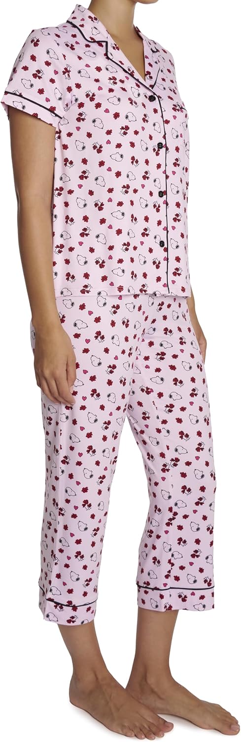 Peanuts womens Ss Notch and Capri 2pc Pj Set - Image 2