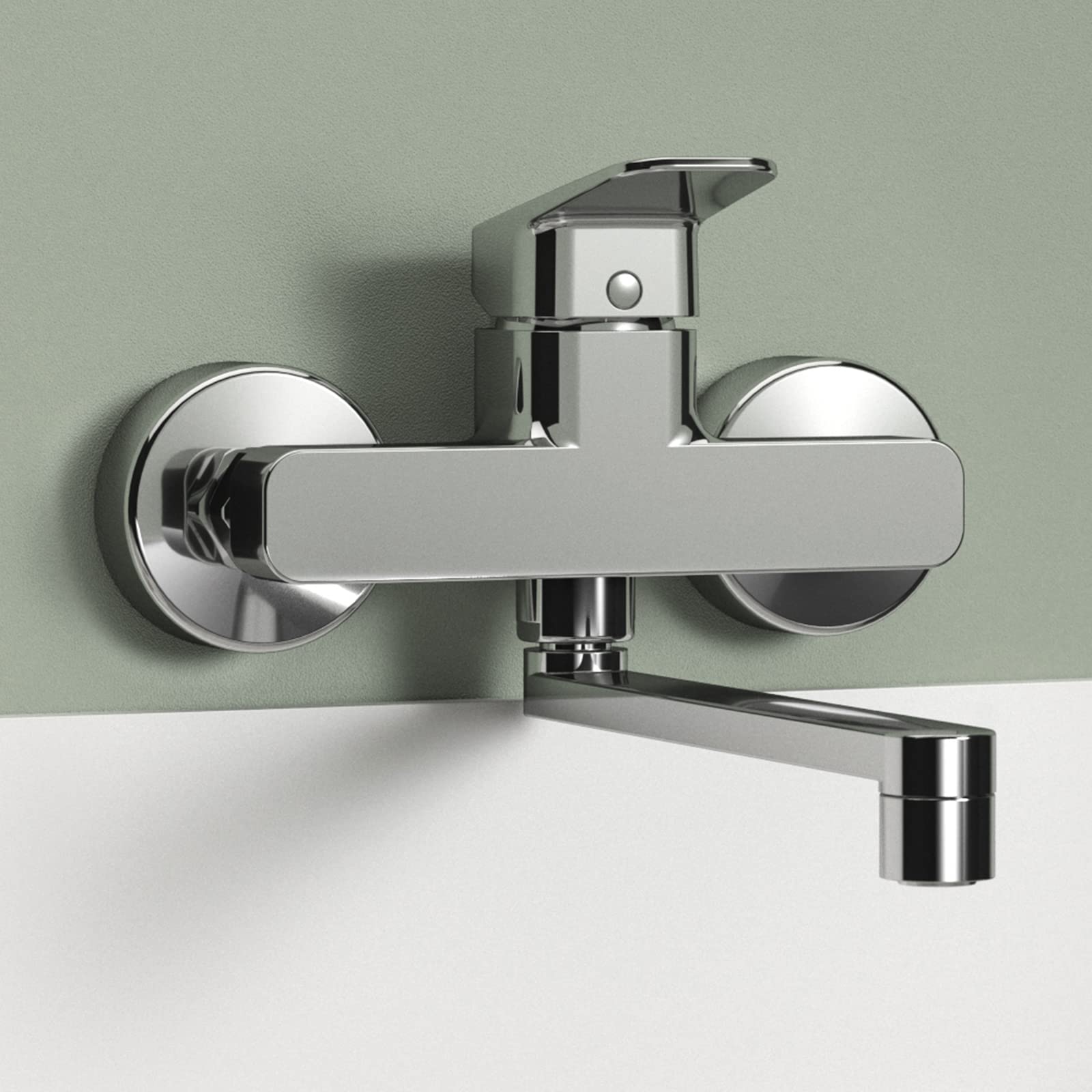 Ideal Standard – Ceraplan Wand-Küchenarmatur, Ausladung 238 mm, mit FirmaFlow Kartusche, Schwenkbereich 180°, Aufputz, verstellbare S-Anschlüsse, Chrom