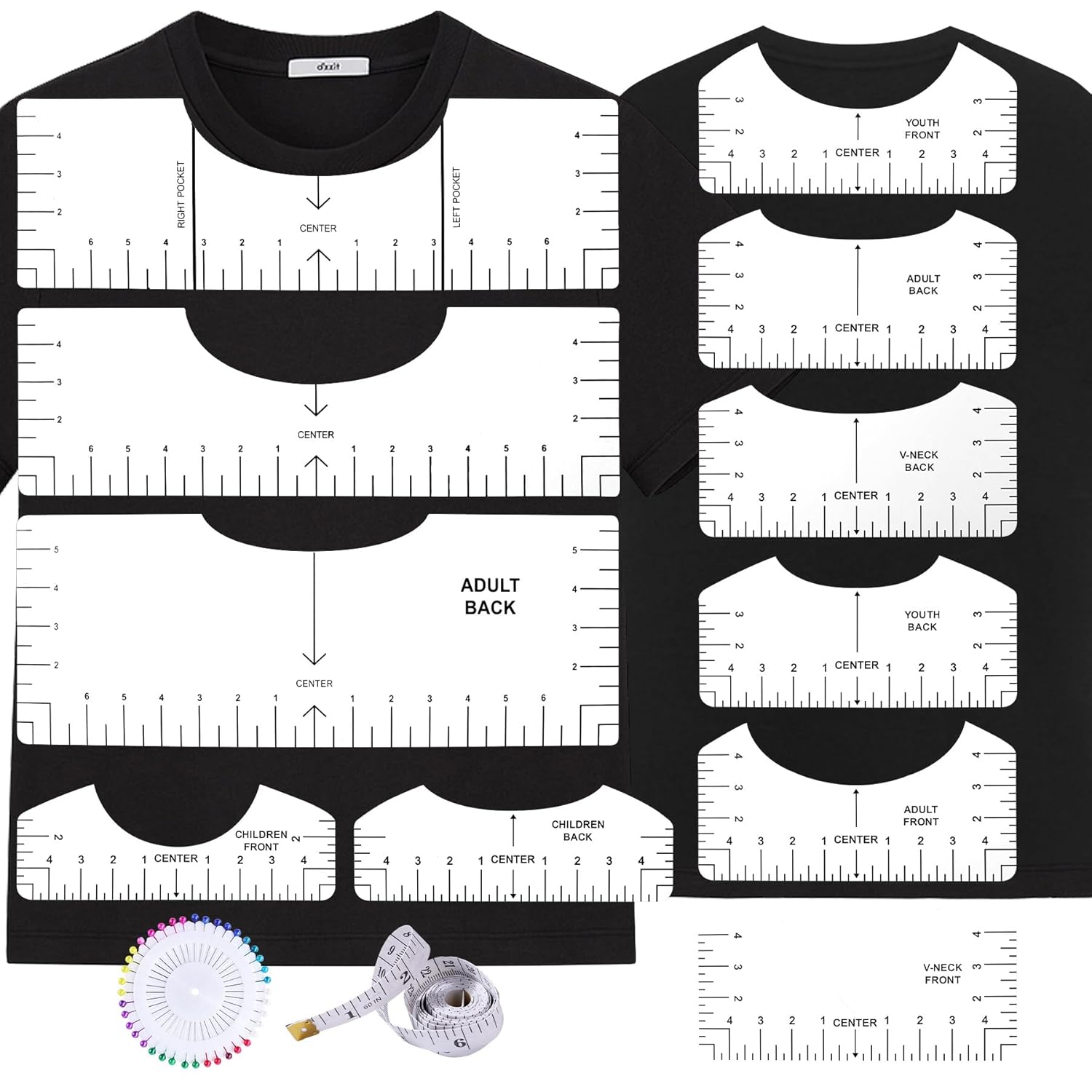 T-Shirt Ruler Alignment Tool - 13-Piece Set for Screen Printing - Perfect T-Shirt Rulers for Screen Printing, Heat Transfer, and DIY Projects