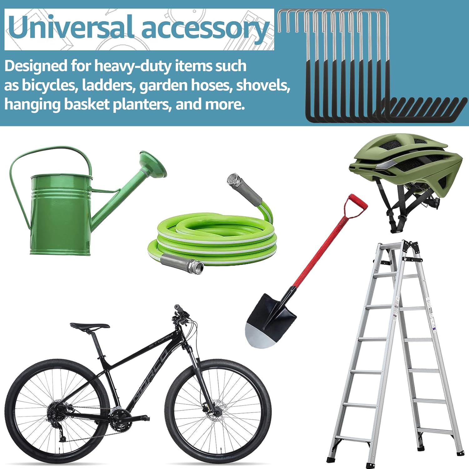 Acrux7 16 Pack Rafter Hooks Heavy Duty Rafter Hanger Vinyl Coated Large S Hooks for Hanging Ladder Bike Hangers Garage Storage Organizer (Black) - Image 4