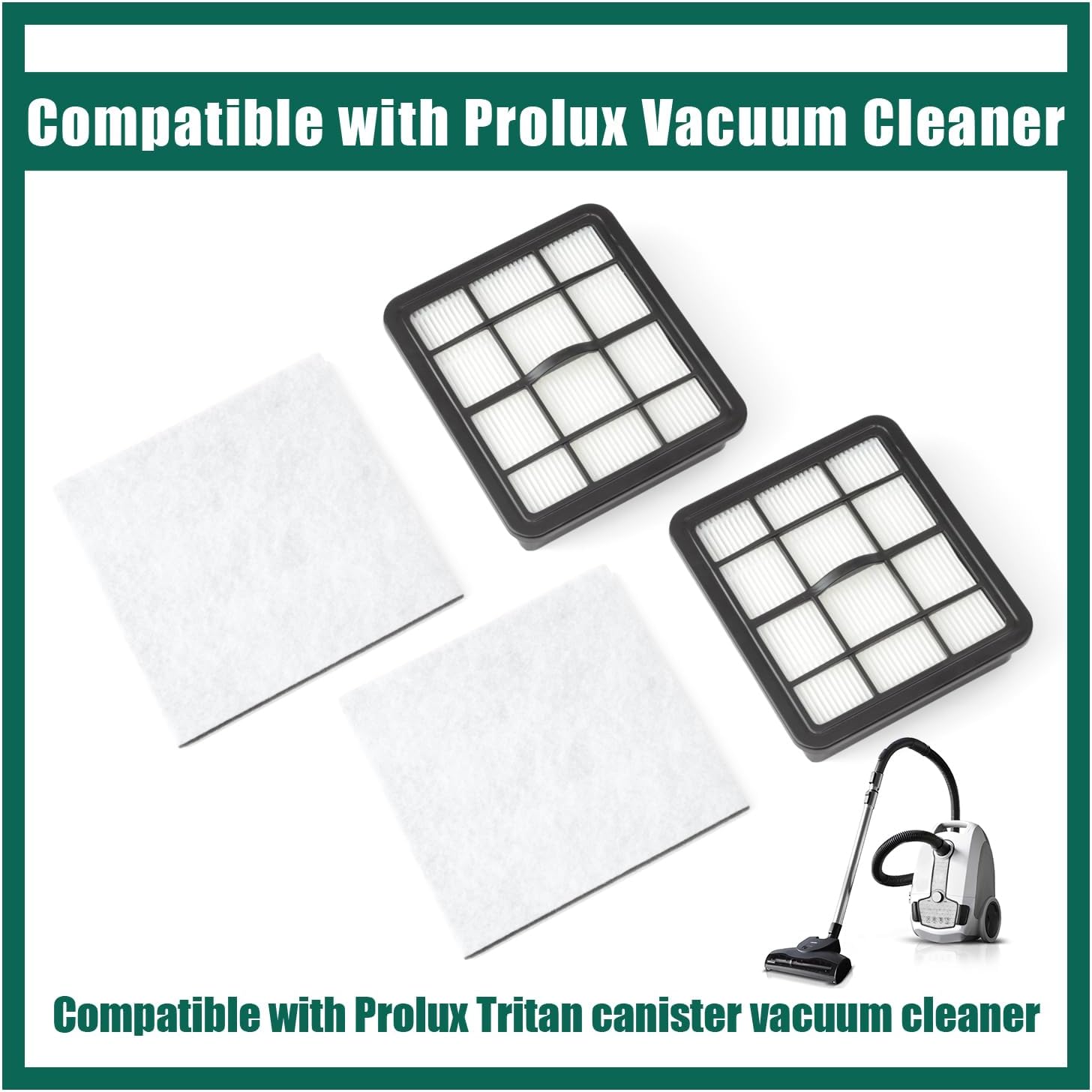 YUXIVCNE 2Pcs Filters Compatible with Prolux Tritan Canister Vacuum Dust Collector Replacement for HEPA Kit with Filter Cotton