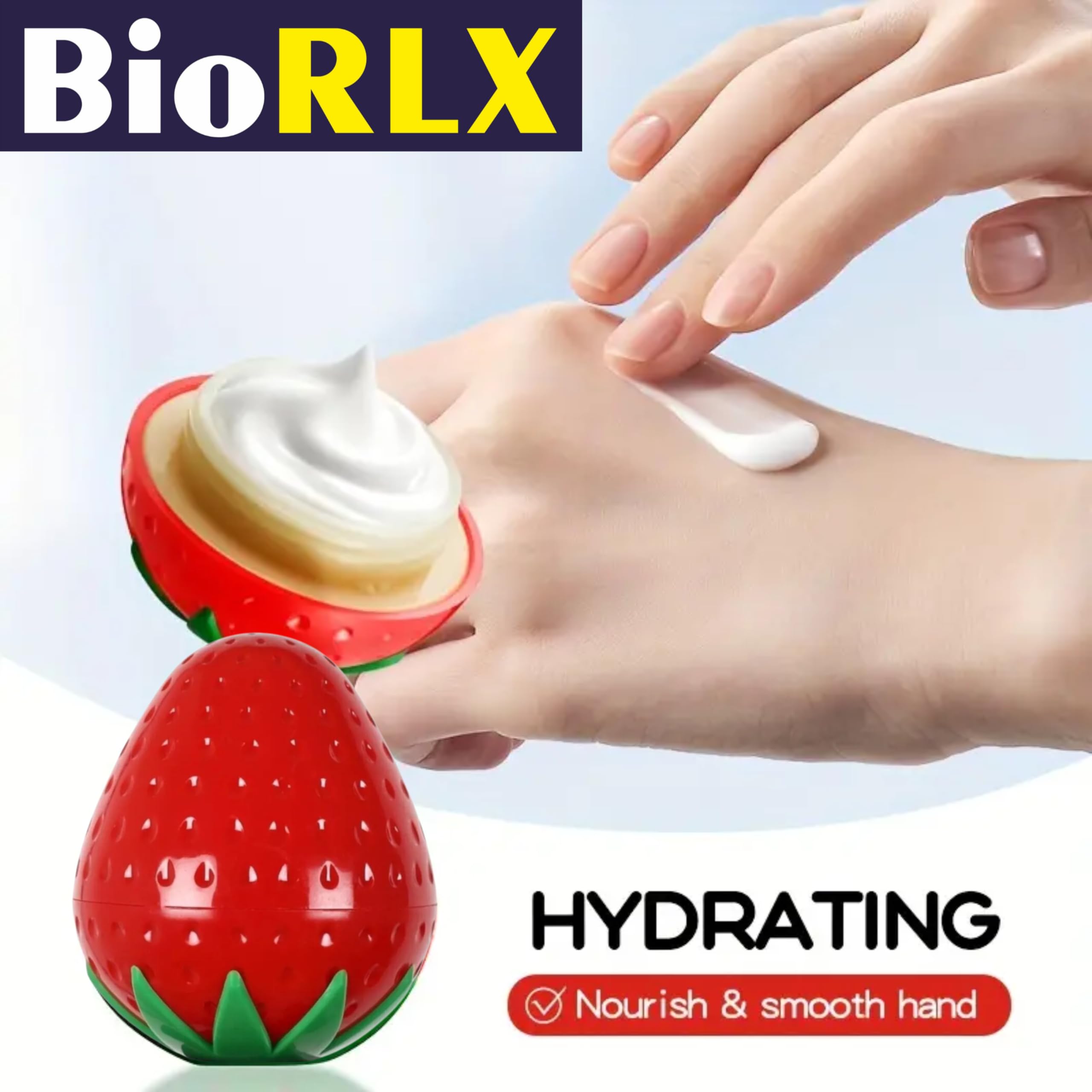 BioRLX Strawberry Milk Cream – Idratante mani idratante, leggero, idratante per mani e uomini, 30 g