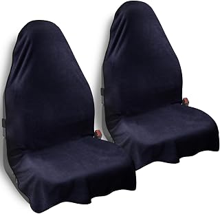Car Seat Towel Cover, 2pcs Universal Front Seat Protector for Cars, SUVs and Trucks, Sweat Towel Car Seat Cover for Gym, Yoga, Swimming, Pets and Family Travel, Navy