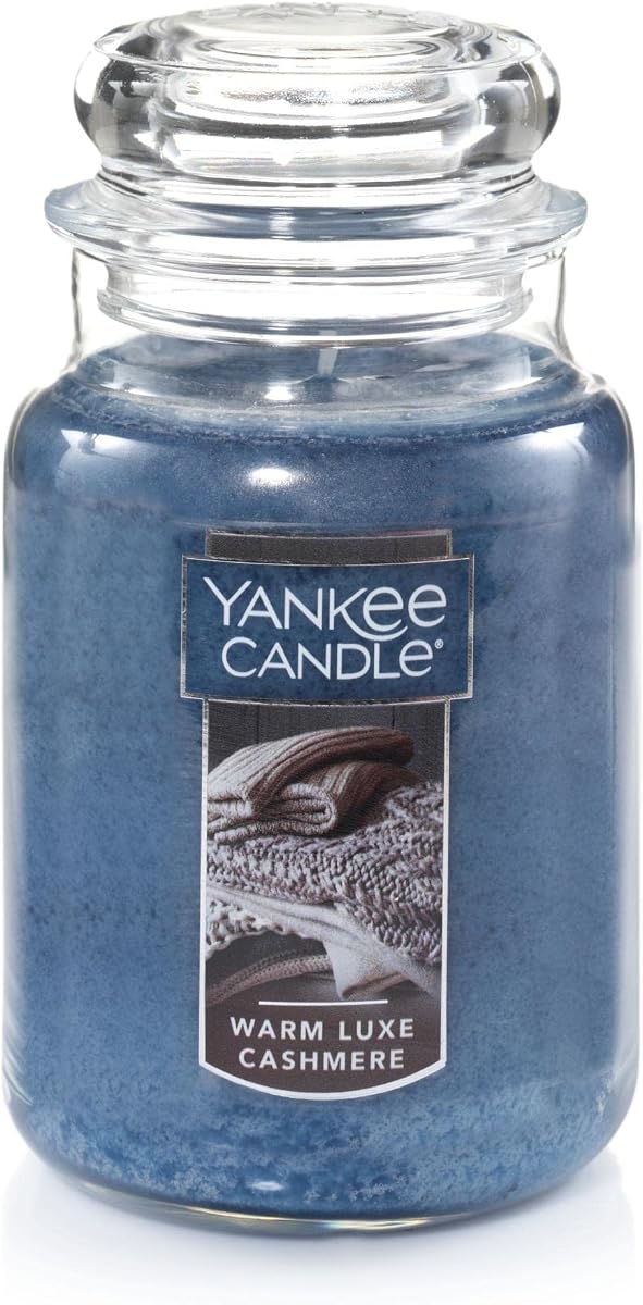 Warm Luxe Vela de aromaterapia clásica con aroma a cachemira, tarro grande de 22 oz, mecha única, más de 110 horas de combustión, cera de calidad de parafina, mecha alisada a mano