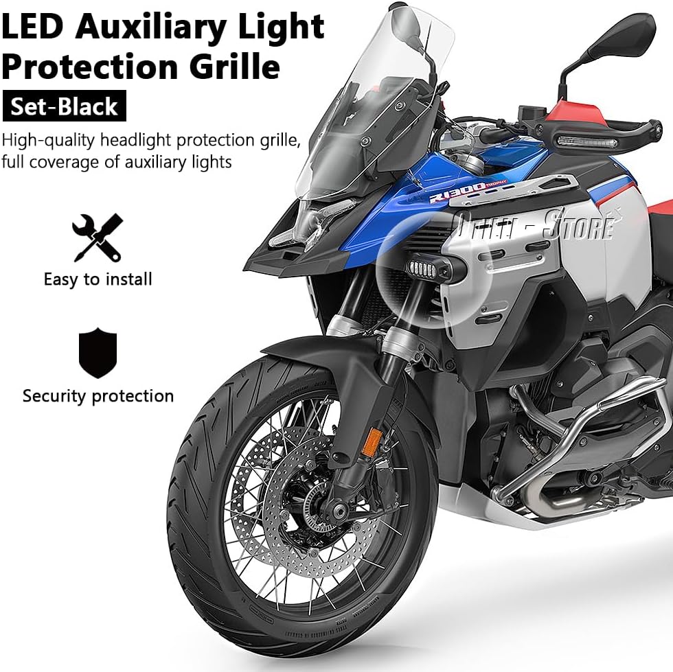 Motorcycle LED Auxiliary Light Cover Fits for BMW R1300GS ADV R 1300 GS Adventure 2024 2025 Auxiliary Light Lamp Grille Guard Protector Stainless Steel Protective Cover