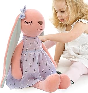 Floppy Eared Bunny | Easter Bunny Plush Toy Doll - Cute Bunny Rabbit Plush Animal Toy with Long Ears for Kids Toddlers Girls Boys Easter Birthday Gifts Wke-ca