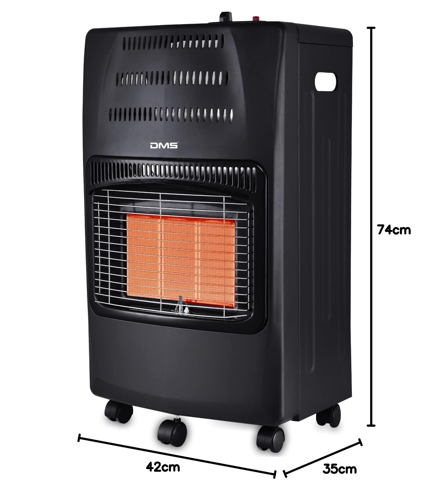 DMS® Gasheizofen 4200W Heizgerät Gasheizung Gasheizer Infrarot Keramikbrenner inkl. Gasdruckregler Gasschlauch, Heizstrahler Gasheizgerät, Infrarot, Butan- Propangasflaschen bis 15kg [EEK A] (Schwarz)