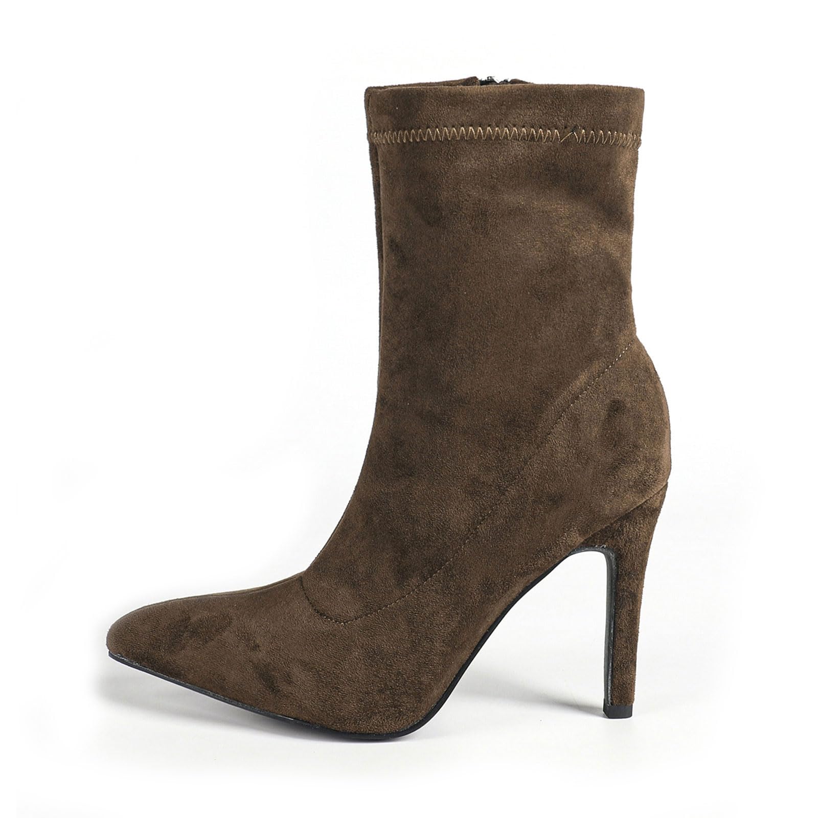 Womens Sexy Pointed Toe Stiletto Sock Boots Fashion Side Zipper Ankle Boots Winter Fall Short Boots for Work