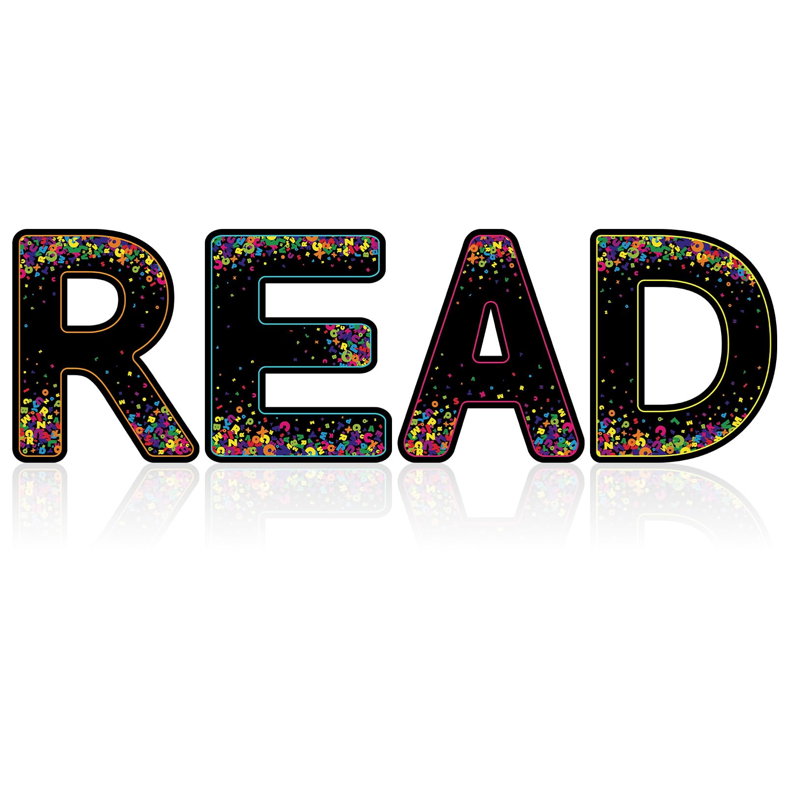 Sereliy 4 Pcs Large Reading Posters for Classroom, Single READ Letter Bulletin Board, Colorful Reading Wall Decor for Classroom Preschool Primary