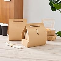 Vista 16 de Restaurantware Bio Tek - Loncheras de papel de 8.75 x 4.25 x 8 pulgadas con asas, 100 recipientes desechables de papel kraft para alimentos