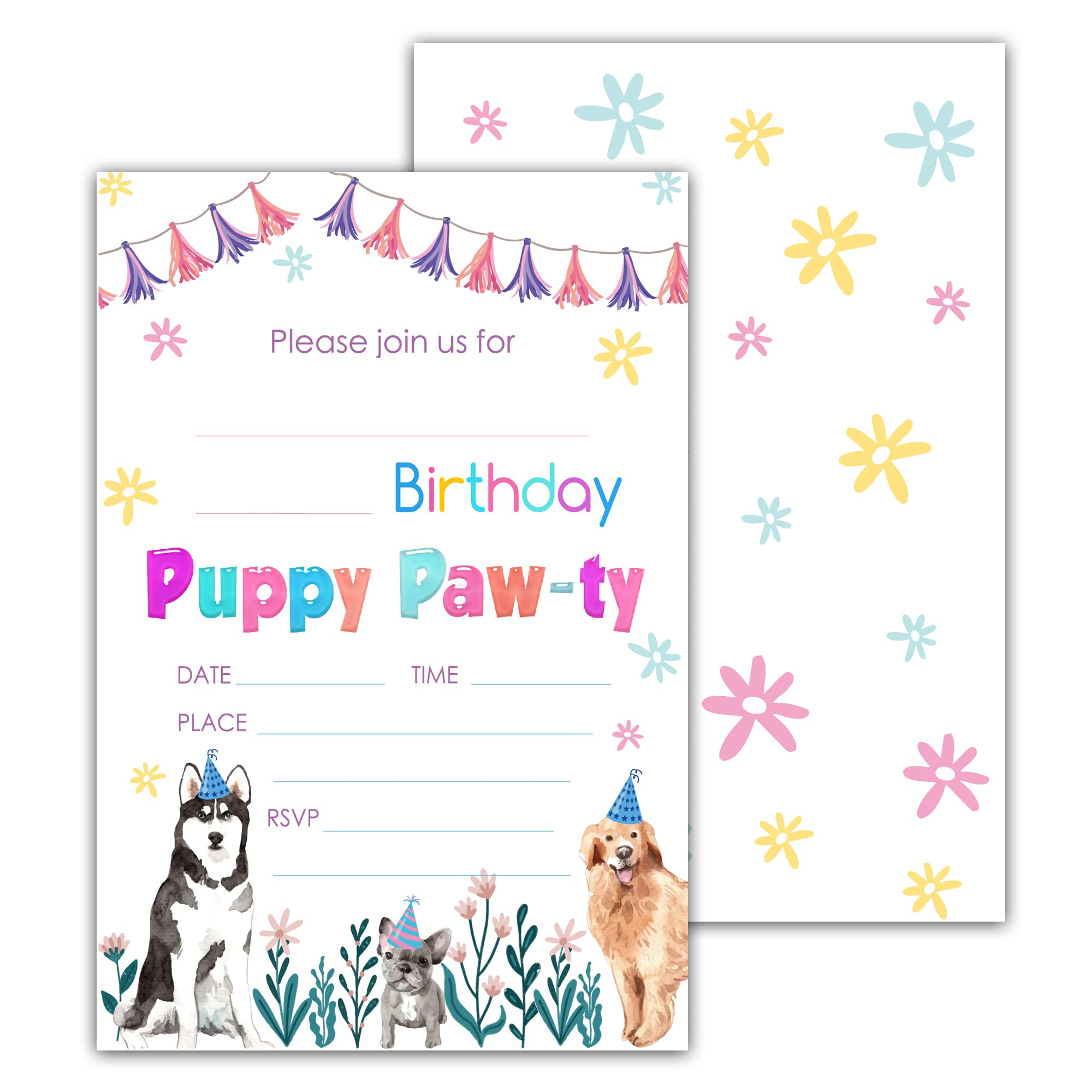 Puppy First Birthday Invitations Printable EDITABLE One Is Fun