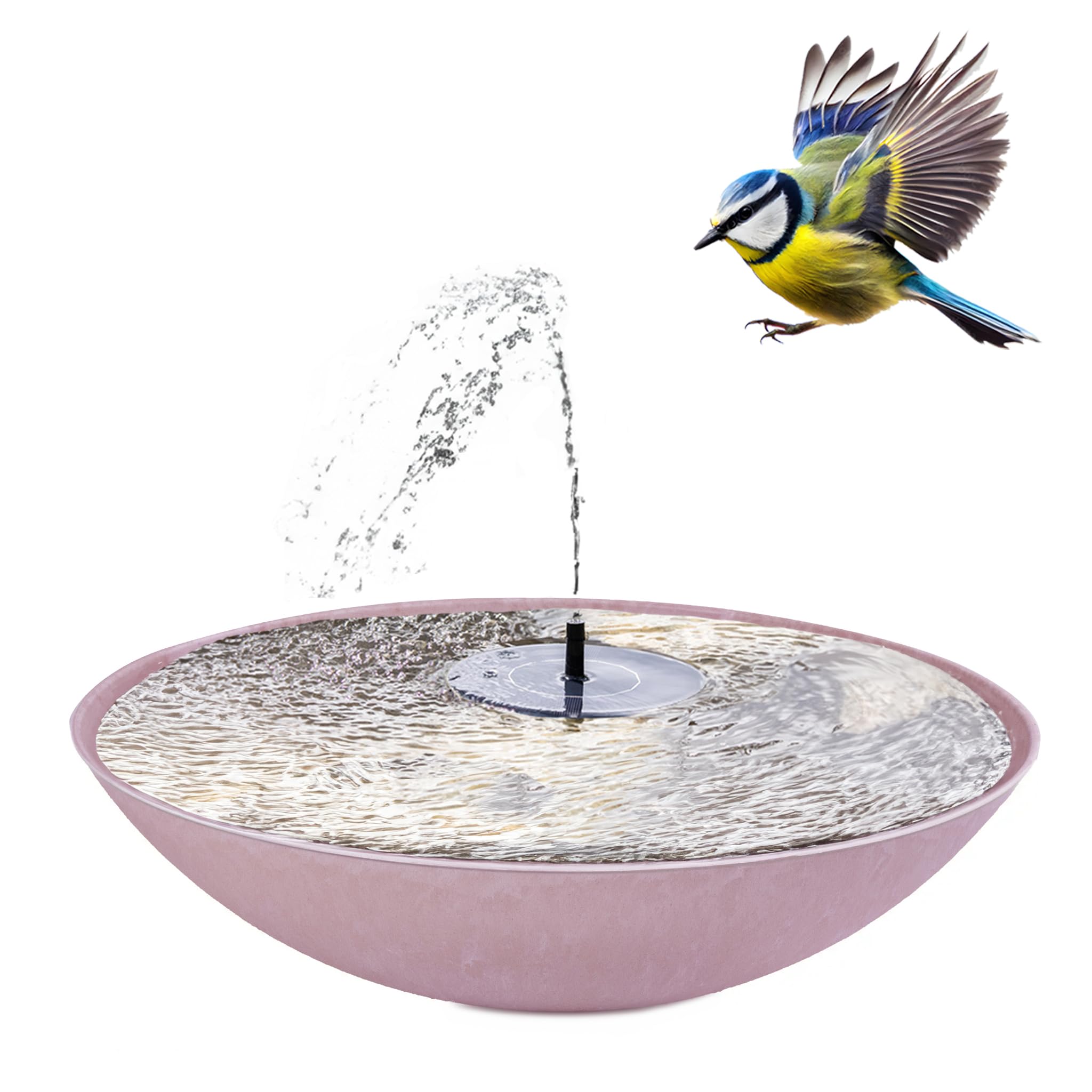 matches21 HOME & HOBBY Outdoor Solar Fountain Set - Large 45cm Bowl in Pink as Garden Fountain