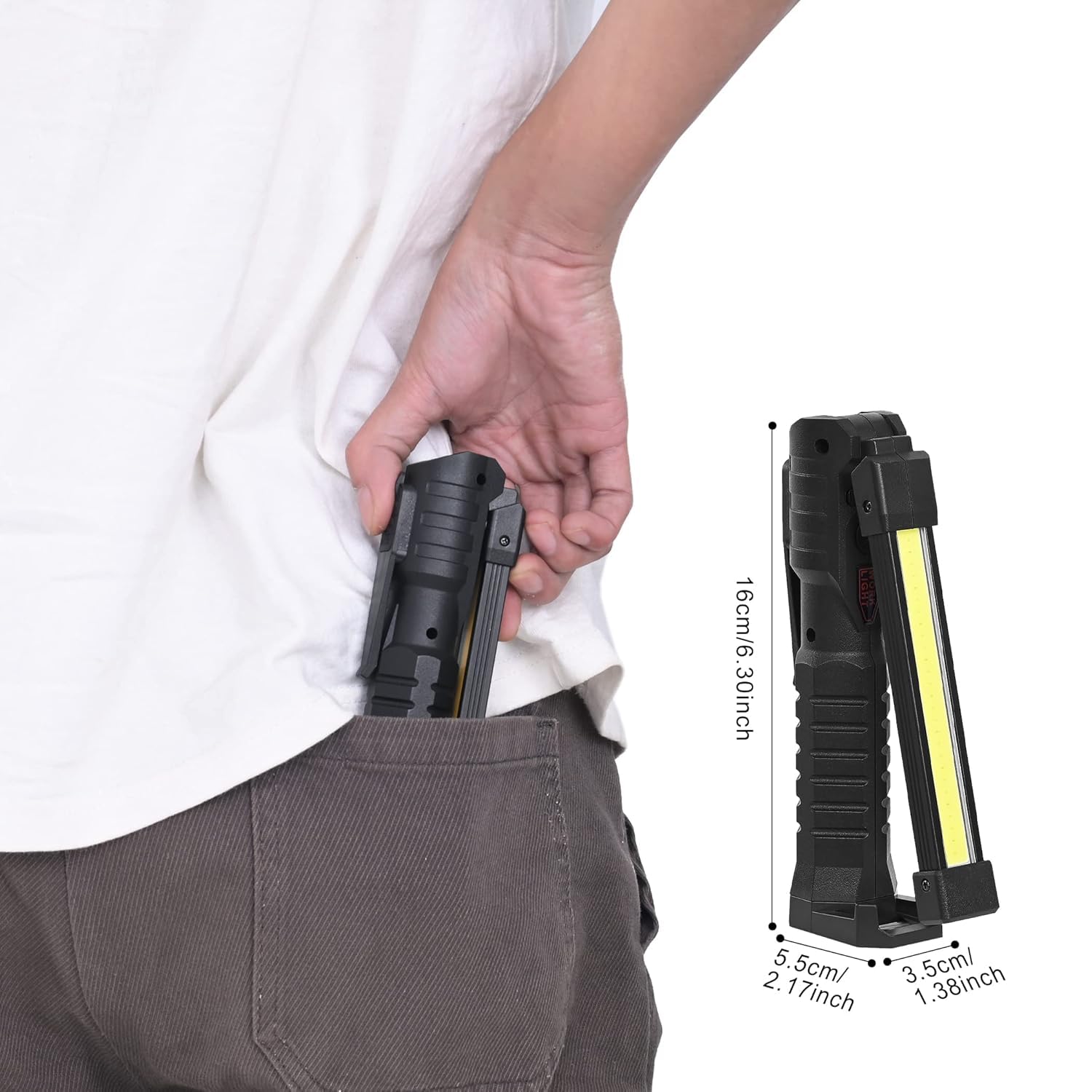 Huafire LED Rechargeable Work Light Flashlight with Magnetic Base, 4 Lighting Modes, Type-C USB Charging, 180° Rotating Portable Inspection Lamp for Automotive, Mechanic, Camping, BBQ & Emergency Use 4