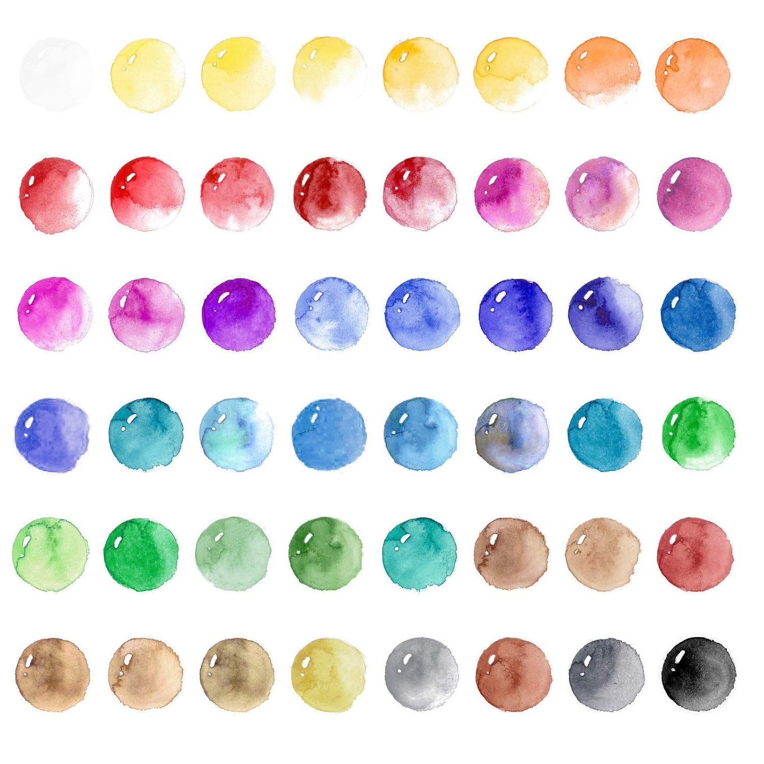 Juego de pintura de acuarela, 48 colores surtidos de alta calidad en caja con pincel de agua y esponja, perfecto para artistas, niños, principiantes, artistas, pintura, bocetos e ilustración 2