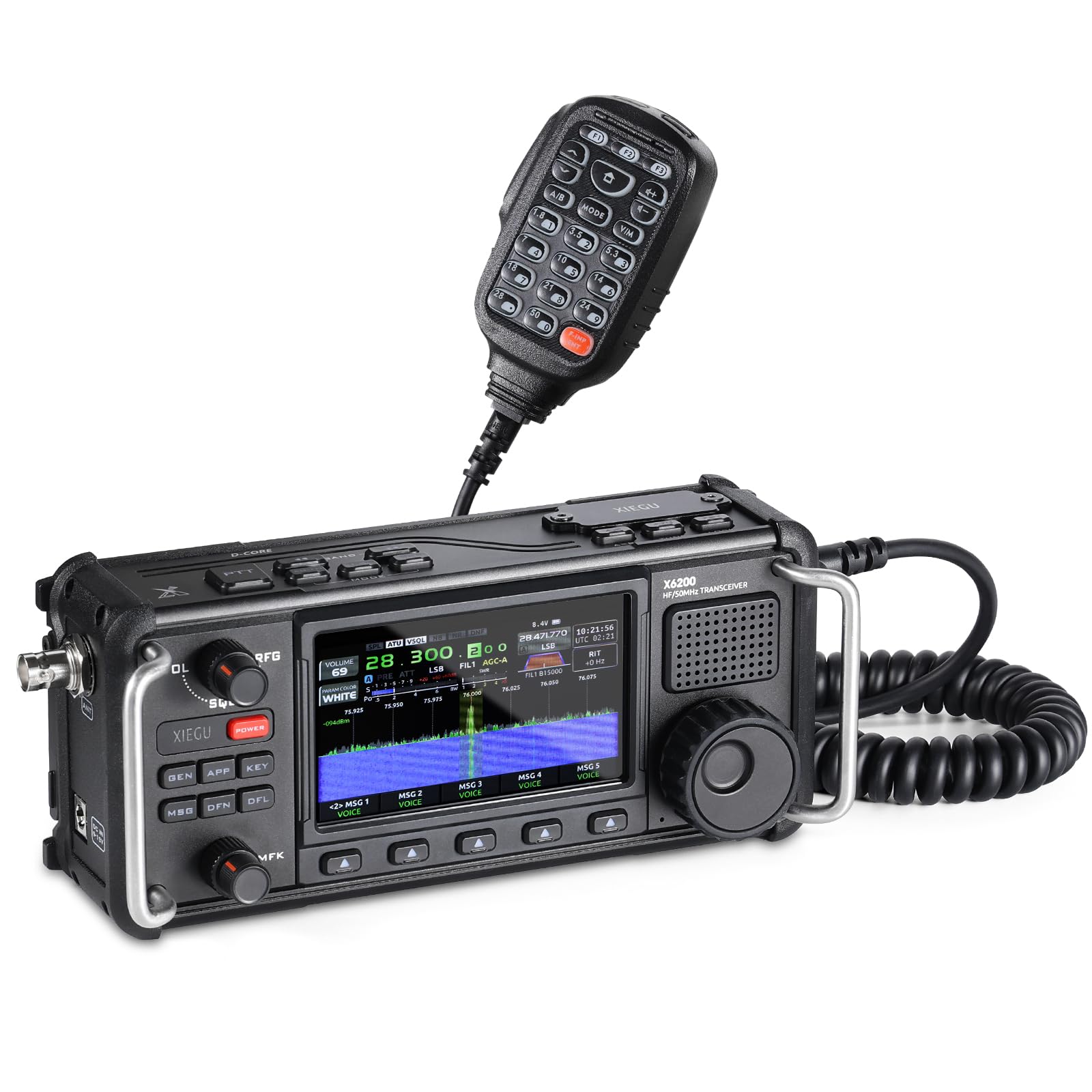 Xiegu Radio HF portátil X6200, receptor HF/50MHz/WFM/AIR con sistema de escaneo directo HF, batería intercambiable de 3200 mAh, pantalla LC de 10 cm, admite modulación SSB/CW/AM/NFM/DIGI/WFM
