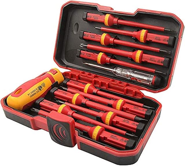 Tolsen 13pcs VDE Insulated Screwdriver Interchangeable Set in Case Magnetic 1000V