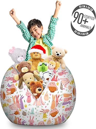 Miniatura 144 de Ambesonne Bolsa de juguetes de almacenamiento para perros, patrón con cachorros de raza pura, Bichon Pug Spitz Dachshund Poodle Shih Tzu, Rosa y