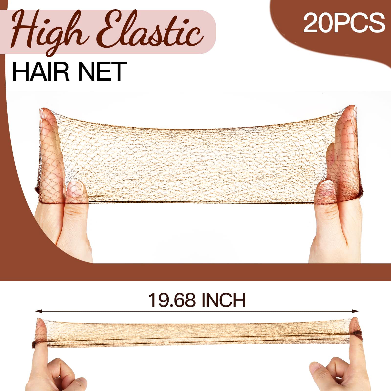 20 Pezzi Retina per Capelli Chignon, con 40 Forcine per Capelli Forma U,Retine Per Capelli Chignon Set, Chignon Bambina Per Capelli,per Capelli per Cameriera Infermiera Hostess,Braun