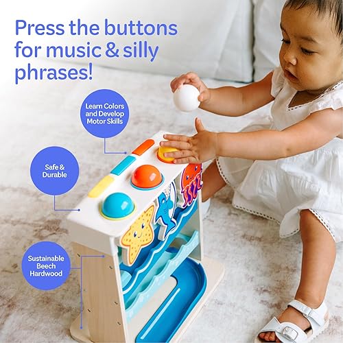 Miniatura 4 de Move2Play, Wooden Ocean Friends  Más de 30 canciones y frases de Fin-Tastic  Juguete musical para bebés y niños pequeños  Regalo de primer
