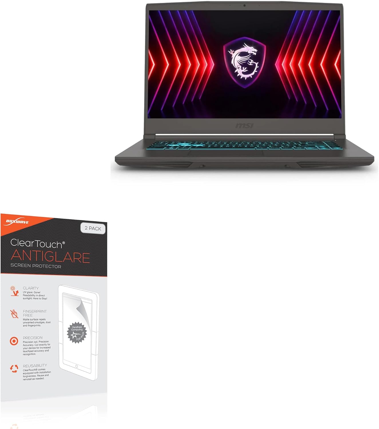 BoxWave Screen Protector Compatible With MSI Thin 15 Gaming Laptop - B13UC-1000US (15.6 in) - ClearTouch Anti-Glare (2-Pack), Anti-Fingerprint Matte Film Skin