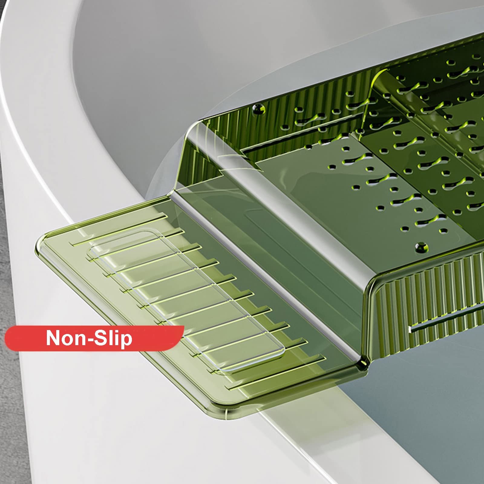 Bandejas para bañera,(es:(Bandeja para bañera Ajustable, Bandeja retráctil para bañera, Organizador Multifuncional para bañera, 22,2" de Largo x 6,9" de Ancho x 1,8" de Alto, Verde))