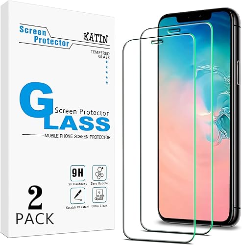 KATIN Paquete de 2 Protector de pantalla de vidrio templado para Apple iPhone 11iPhone XR (6.1 pulgadas), sin burbujas, dureza 9H, fácil de instalar