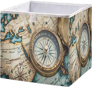 xigua Map with The World Storage Cubes 11x11 Inch Foldable Fabric Bins with Handle for Storage and Organization, Ideal Storage Bins for Closet Shelves