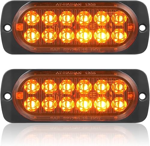 AT-HAIHAN Paquete de 2 luces LED ámbar de aluminio para remolque, señal de giro, freno de estacionamiento, luces de montaje en superficie