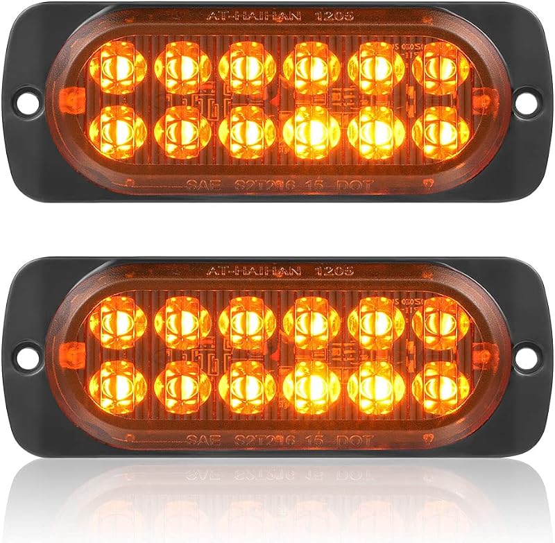 Luzes LED âmbar de seta, freio e posição para carreta AT-HAIHAN – Pacote com 2