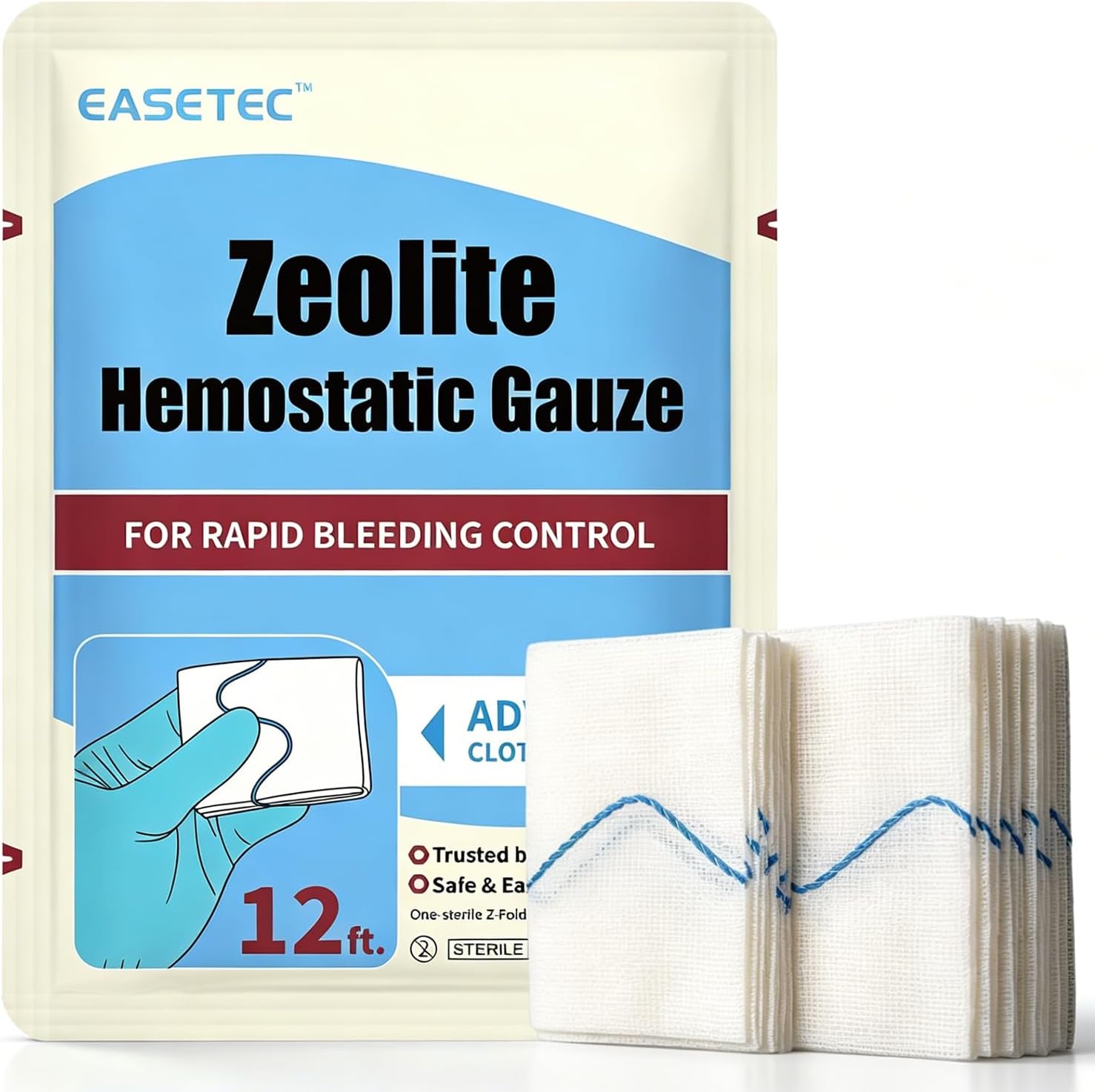 Gasas hemostáticas estériles 3in x12ft para emergencia